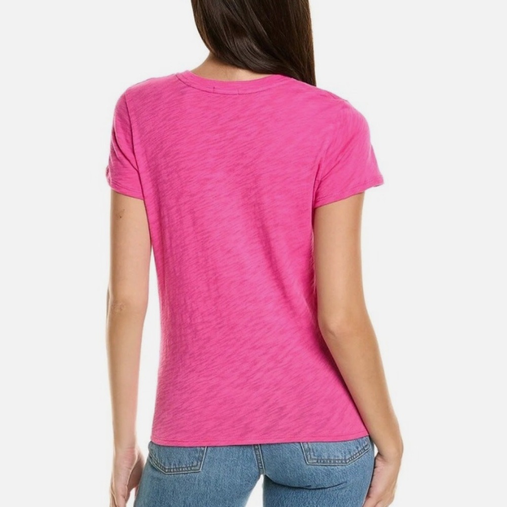 ATM Cotton Schoolboy Casual Relaxed Slab Crewneck Tee in Dark Pink - Picture 2 of 7